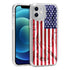 Apple iPhone 12 (6.1) - USA Flag Texture Design on Clear PC Hard Cover with Clear TPU Bumper Edge