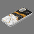 Samsung Galaxy A02s - Black and White with Gold Stripe Marble Design on Clear PC Hard Cover With Glitter Protective Bumper